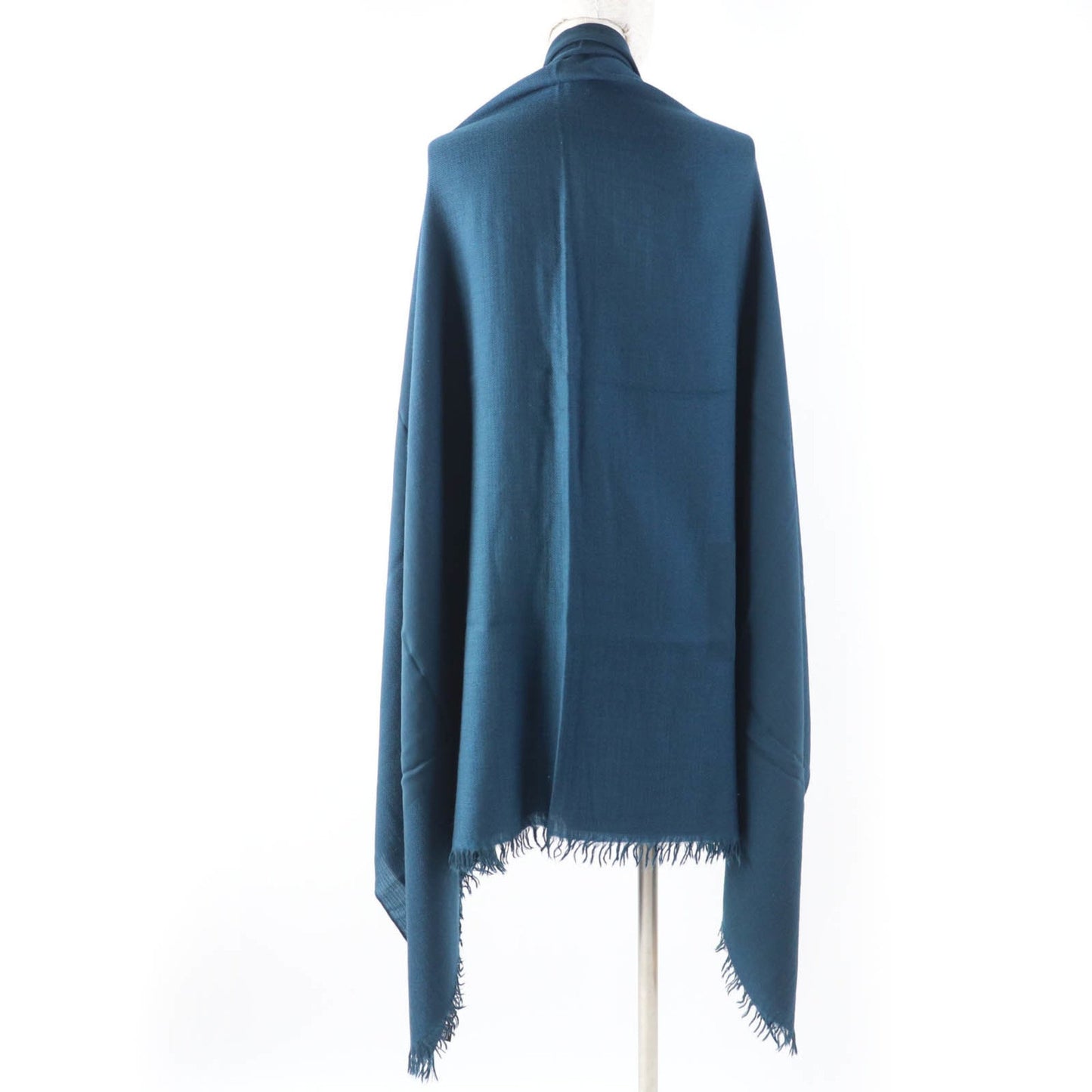 Hermes Cashmere And Wool Big H Pattern Shawl With Fringe