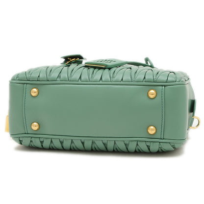 Miu Miu Miu Arcadi Matelasse Hand Shoulder Bag Leather Salvia Green 5Bb124 Bp