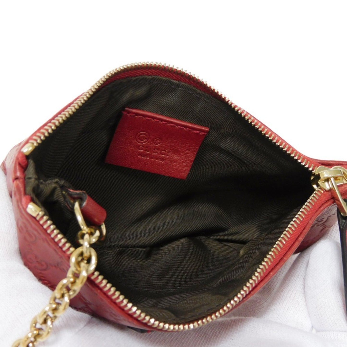 Gucci Coin Case Guccissima Purse Embossed Key Ring Gold Micro Gg Shima Red 544248 Bmj1G 6420