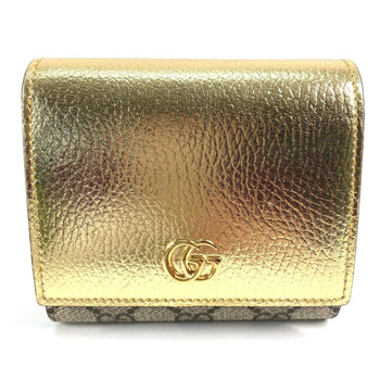 Gucci 598587 Compact Wallet Folded Wallet Gold Beige