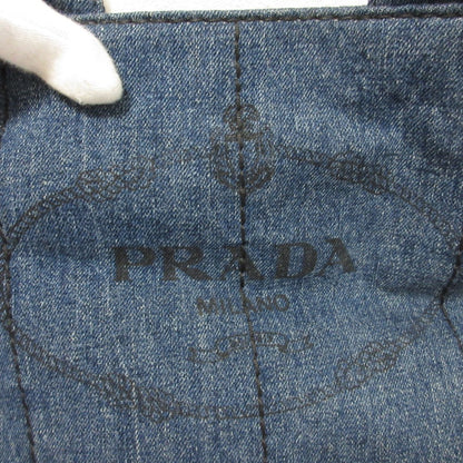 Prada Canapa Triangle Logo Plate Denim 2-Way Handbag/Shoulder Bag