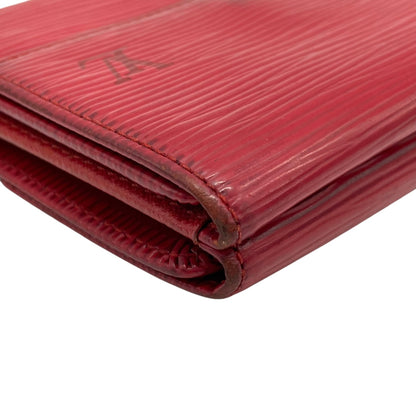 Louis Vuitton Louis Vuitton Tri-Fold Wallet Epi Leather Porte Monnaie Bi-E Carte Credit M63487 Red