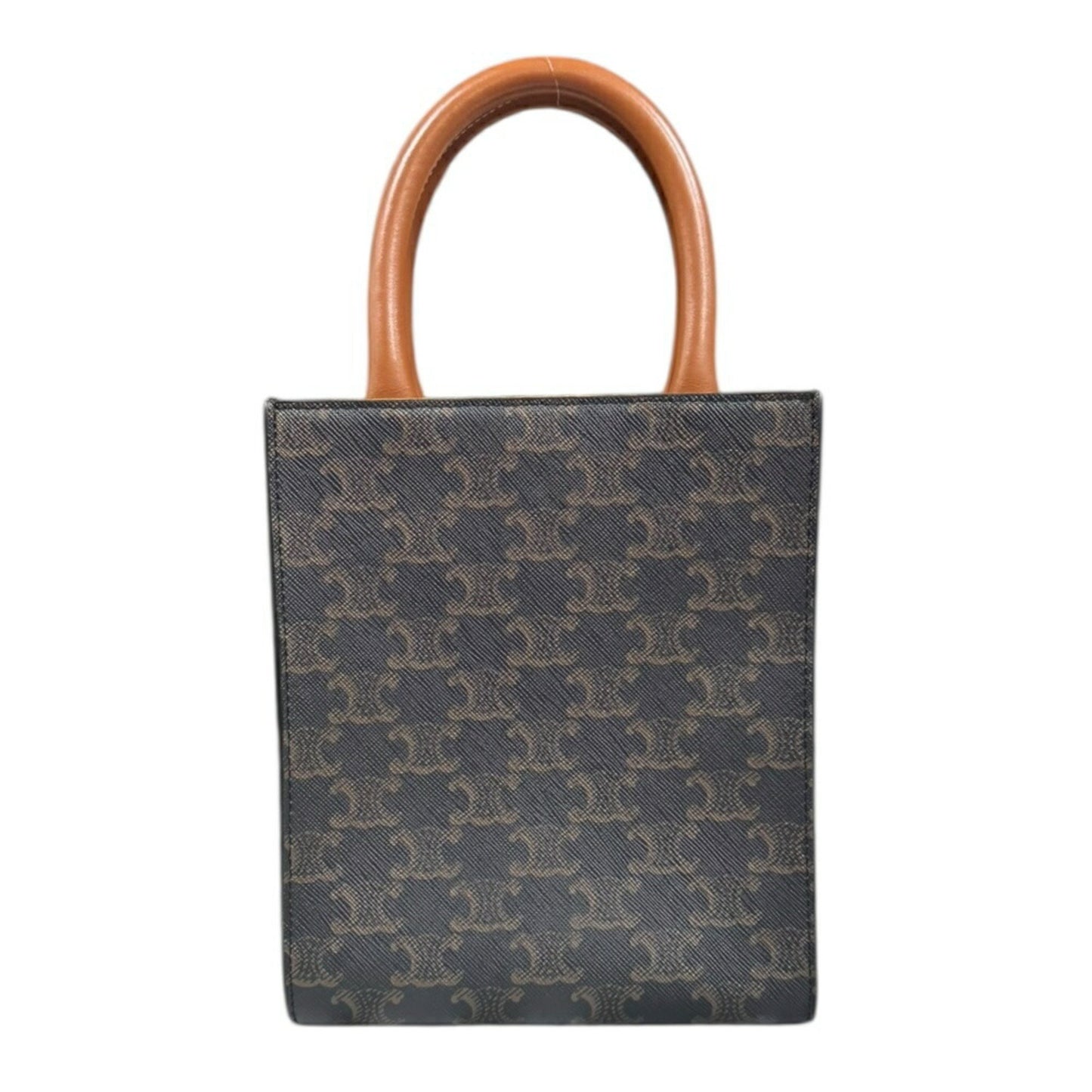 Celine Mini Vertical Cabas Triomphe Shoulder Bag Coated Canvas 194372 Brown