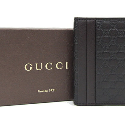 Gucci Card Case Micro Guccissima 352365 Dark Brown Leather Pass Business Holder Commuter