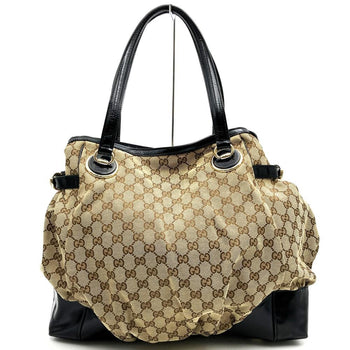 Gucci 203528 Tote Bag Shoulder Gg Canvas Beige X Black
