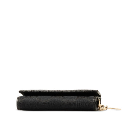 Gucci Gg Canvas 6-Ring Key Case 154184 Black Leather