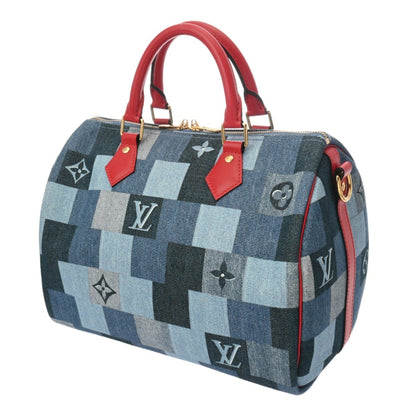 Louis Vuitton Monogram Denim Speedy Bandouliere 30 Blue M45041