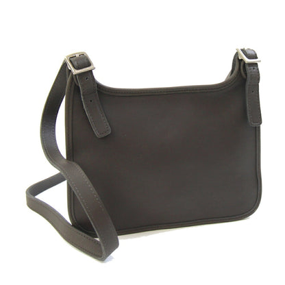 Coach Shoulder Bag 9142 Charcoal Brown Leather Pochette Crossbody Old