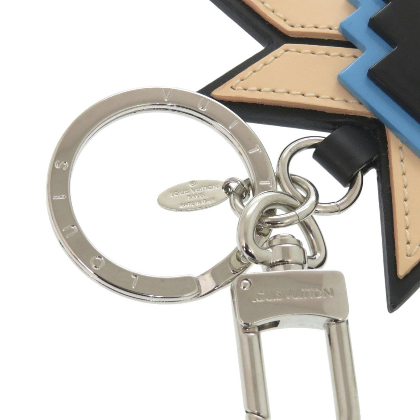 Louis Vuitton Mp1646 Leather Plastic Beige Black Keychain 0075 Louis Vuitton