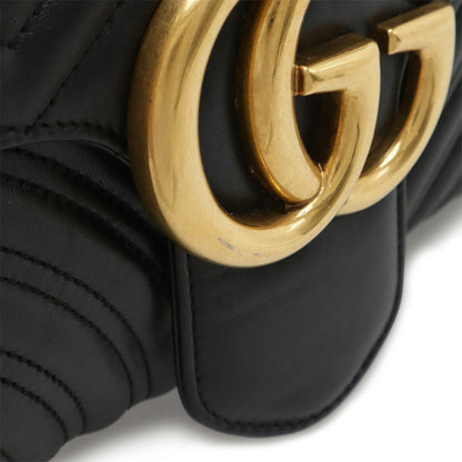 Gucci Gg Marmont Chain Shoulder Bag Pochette In Quilted Leather