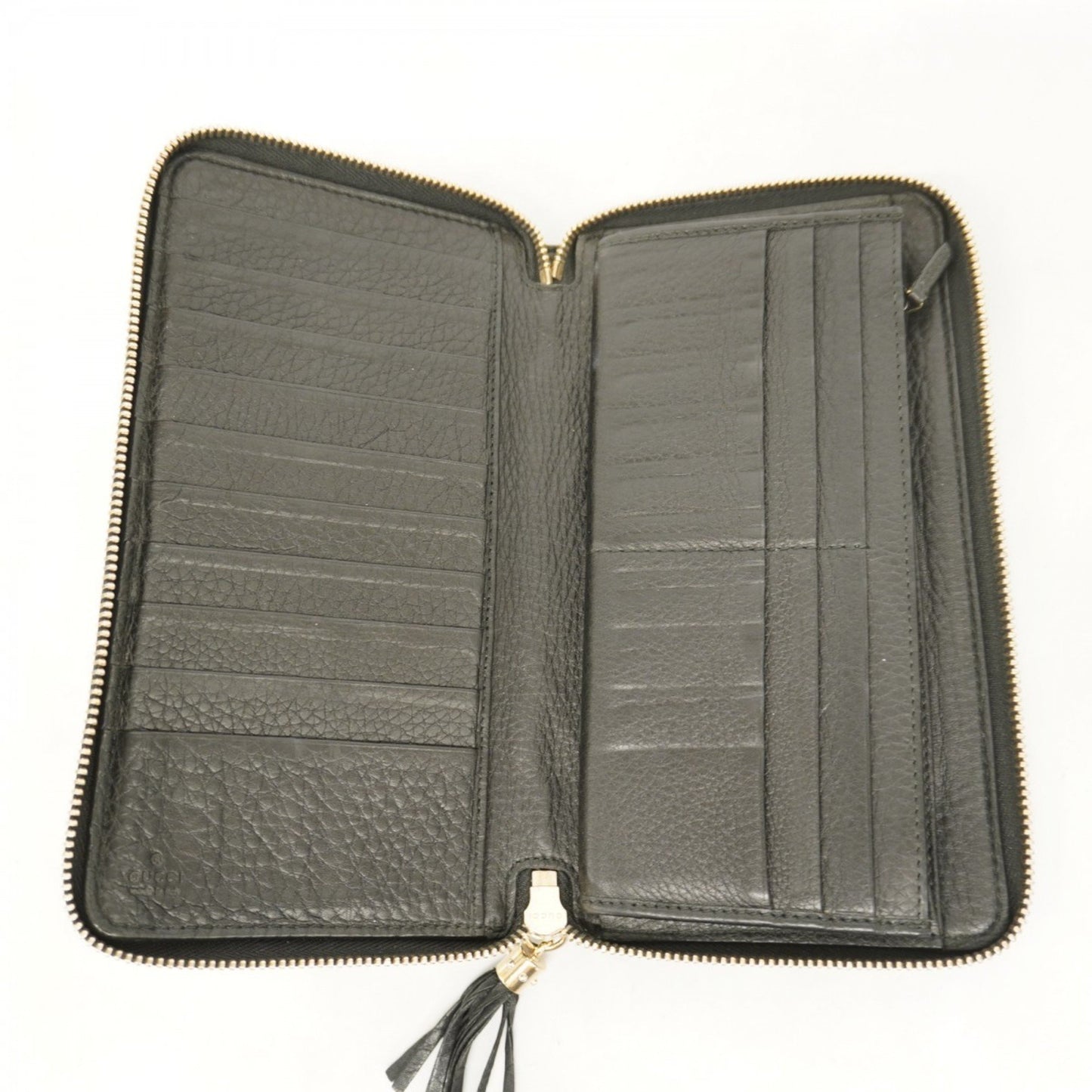 Gucci Soho Long Wallet 291102 Leather Black Champagne