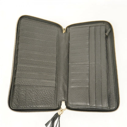 Gucci Soho Long Wallet 291102 Leather Black Champagne