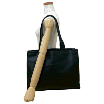 Chanel Deka Coco Mark Matte Caviar Leather Tote Bag/Semi Shoulder Bag Black 31287