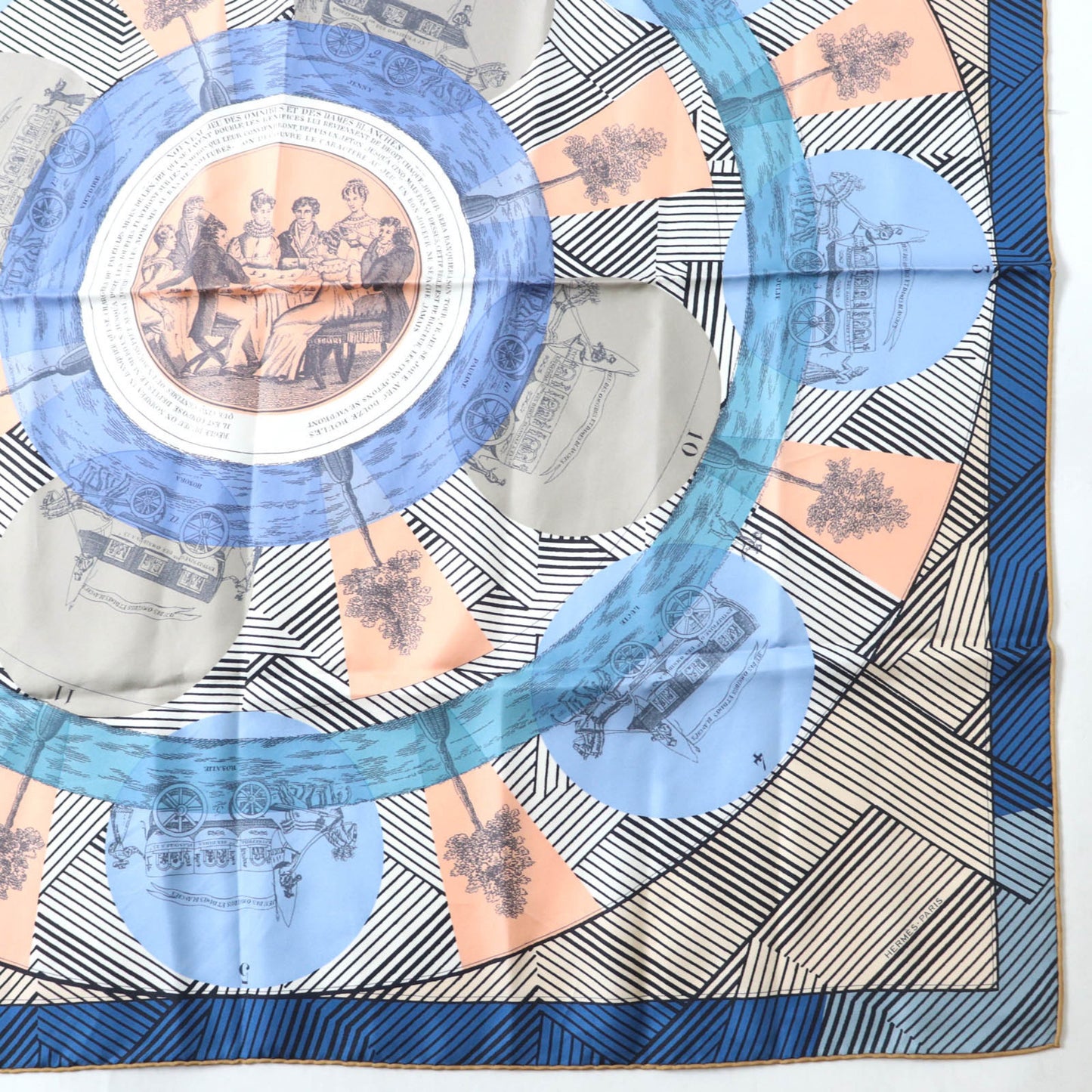 Hermes Carr Jean 90 "Jeux Omnibus Et Dames" 100% Silk Large Shawl/Scarf