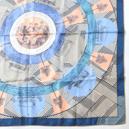 Hermes Carr Jean 90 "Jeux Omnibus Et Dames" 100% Silk Large Shawl/Scarf