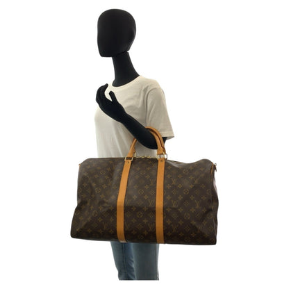 Louis Vuitton Louis Vuitton Monogram Keepall 50 Bandouliere Brown Gold Hardware Leather M41426