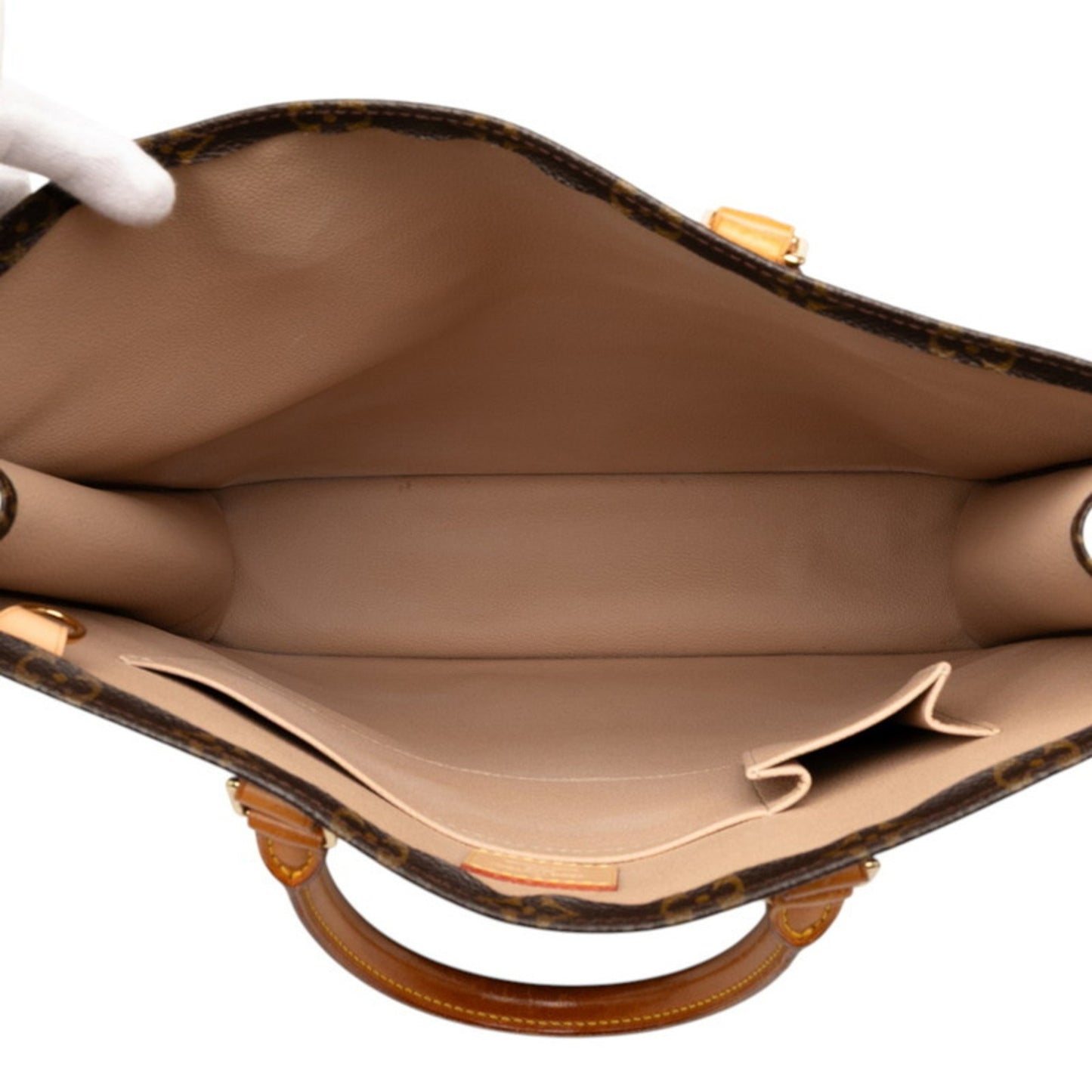 Louis Vuitton Monogram Sac Plat Handbag Tote Bag M51140 Brown Leather