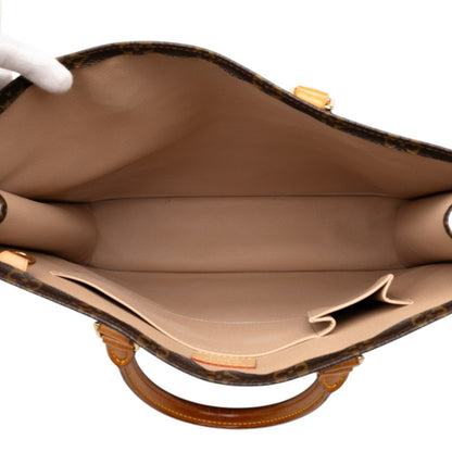 Louis Vuitton Monogram Sac Plat Handbag Tote Bag M51140 Brown Leather