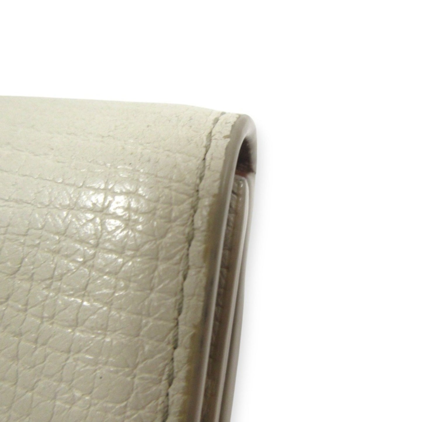 Bottega Veneta Palmellato Leather Tri-Fold Wallet Compact Ivory X Gold Hardware