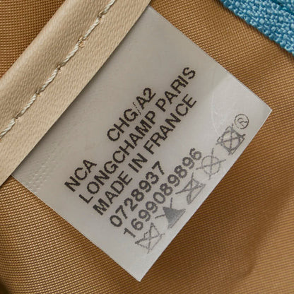 Longchamp Pliage Backpack Blue Brown Nylon Leather