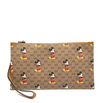 Gucci X Disney Collaboration Gg Supreme Accessory Pouch 547947 Beige Leather