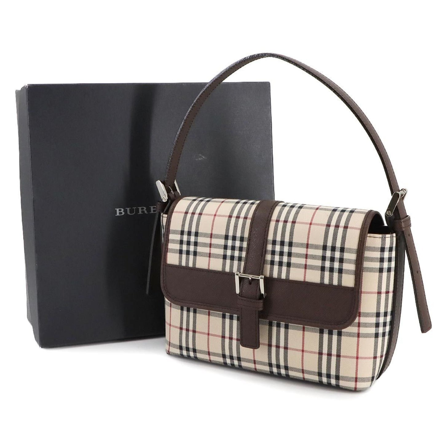 Burberry Nova Check Shoulder Bag In Canvas And Leather With Beige
