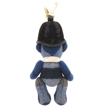 Burberry Thomas Bear Charm Cashmere/Leather Blue Keychain 1675 Burberry