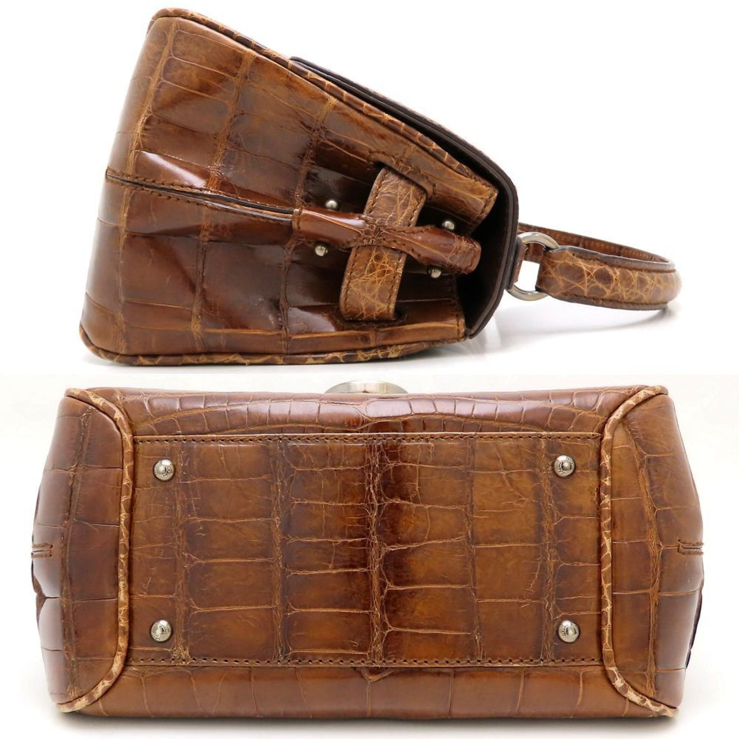 Salvatore Ferragamo Gancini Handbag In Embossed Leather