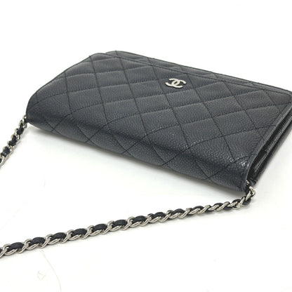 Chanel Ap0250 Matelasse Chain Wallet Shoulder Bag In Caviar Leather