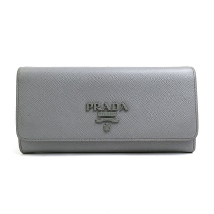 Prada Prada Bi-Fold Long Wallet Leather Gray