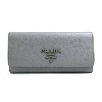 Prada Prada Bi-Fold Long Wallet Leather Gray
