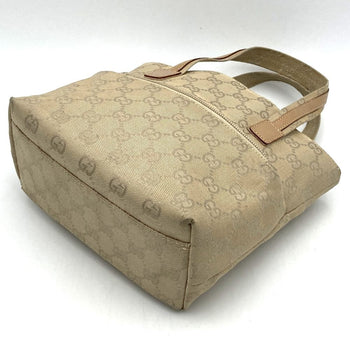 Gucci 002 1079 Handbag Tote Bag Beige Gg Canvas Leather