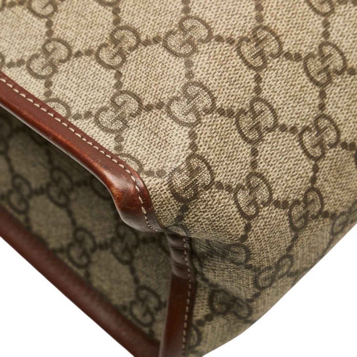 Gucci Gg Supreme Tote Bag 211135 Beige Brown Leather