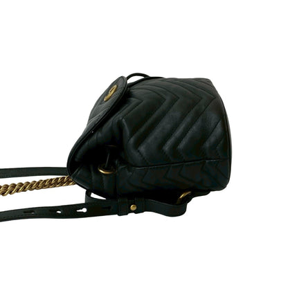 Gucci Gg Marmont Logo Hardware Leather Mini Rucksack/Daypack In Black