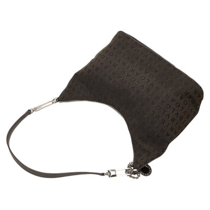Bvlgari Logomania One-Shoulder Bag Handbag Brown Canvas Leather