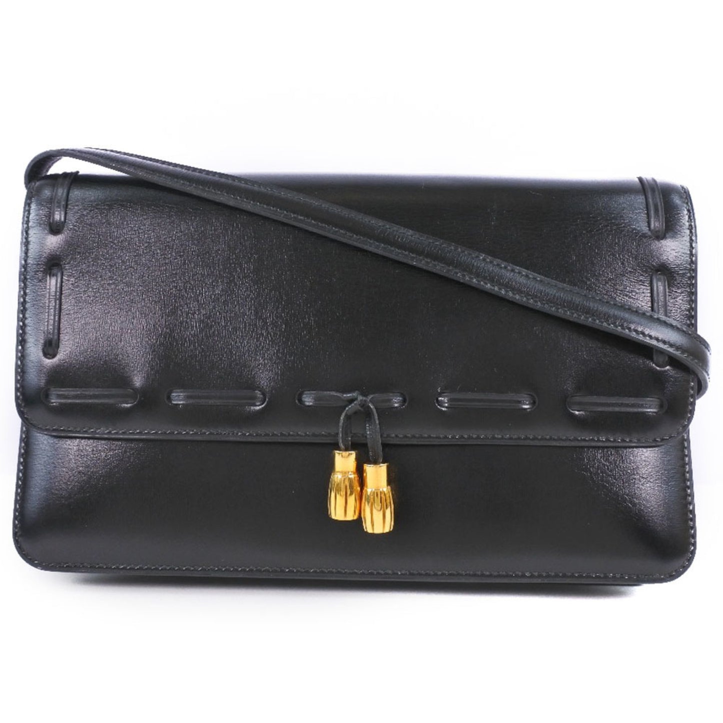 Hermes 2Way Clutch Tassel Calf Black ?O