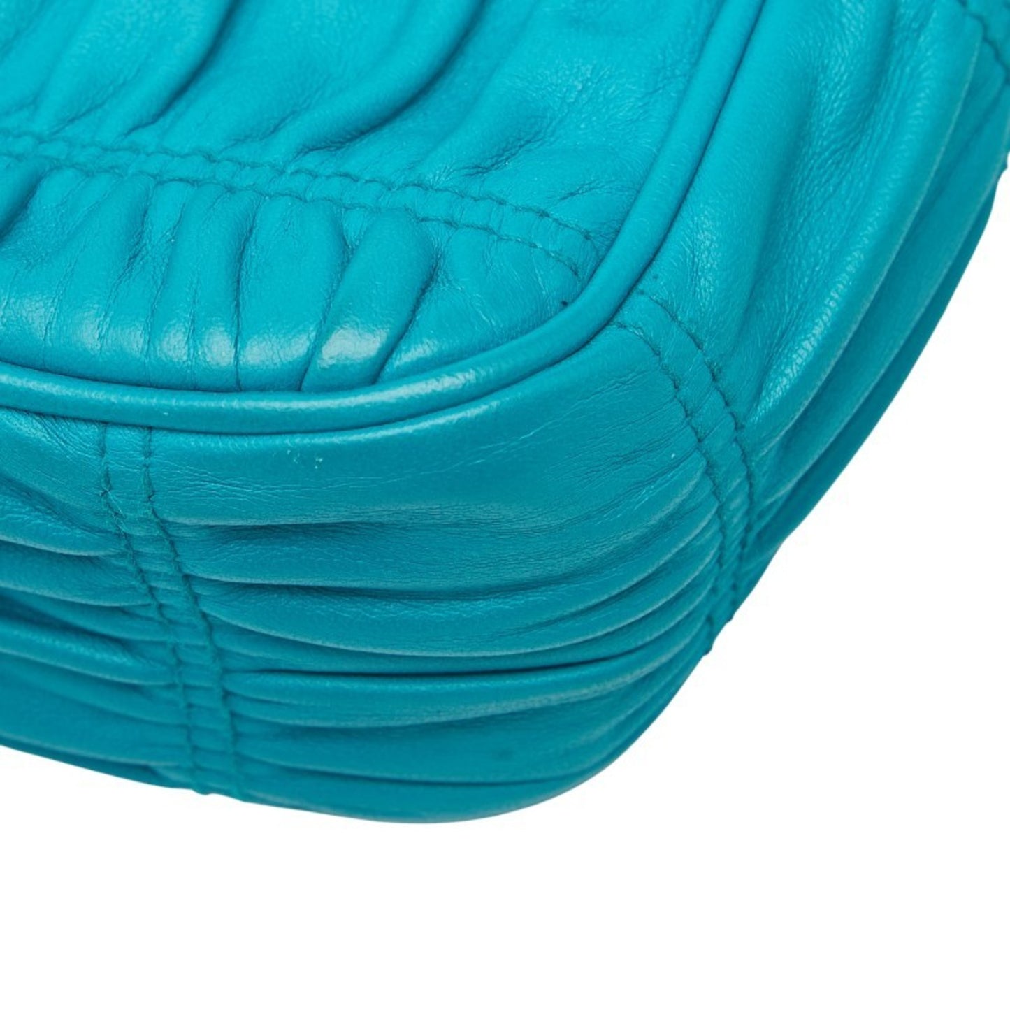 Prada Nappa Gaufre Chain Shoulder Bag Bt0939 Blue Leather