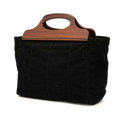 Prada Canapa Handbag/Shoulder Bag 2Way 1Bg350 Black Brown Cotton Wood