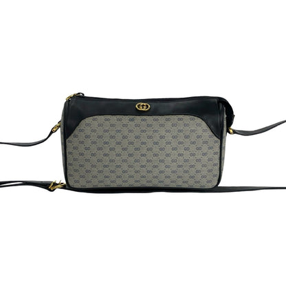 Gucci Old Gucci Micro Gg Logo Hardware Leather Shoulder Bag Pochette Sacoche Navy 04048