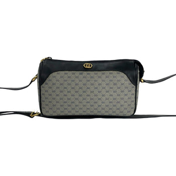 Gucci Old Gucci Micro Gg Logo Hardware Leather Shoulder Bag Pochette Sacoche Navy 04048