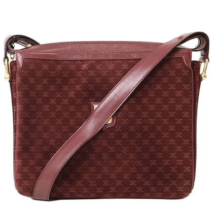 Celine Old Triomphe Suede Shoulder Bag Bordeaux