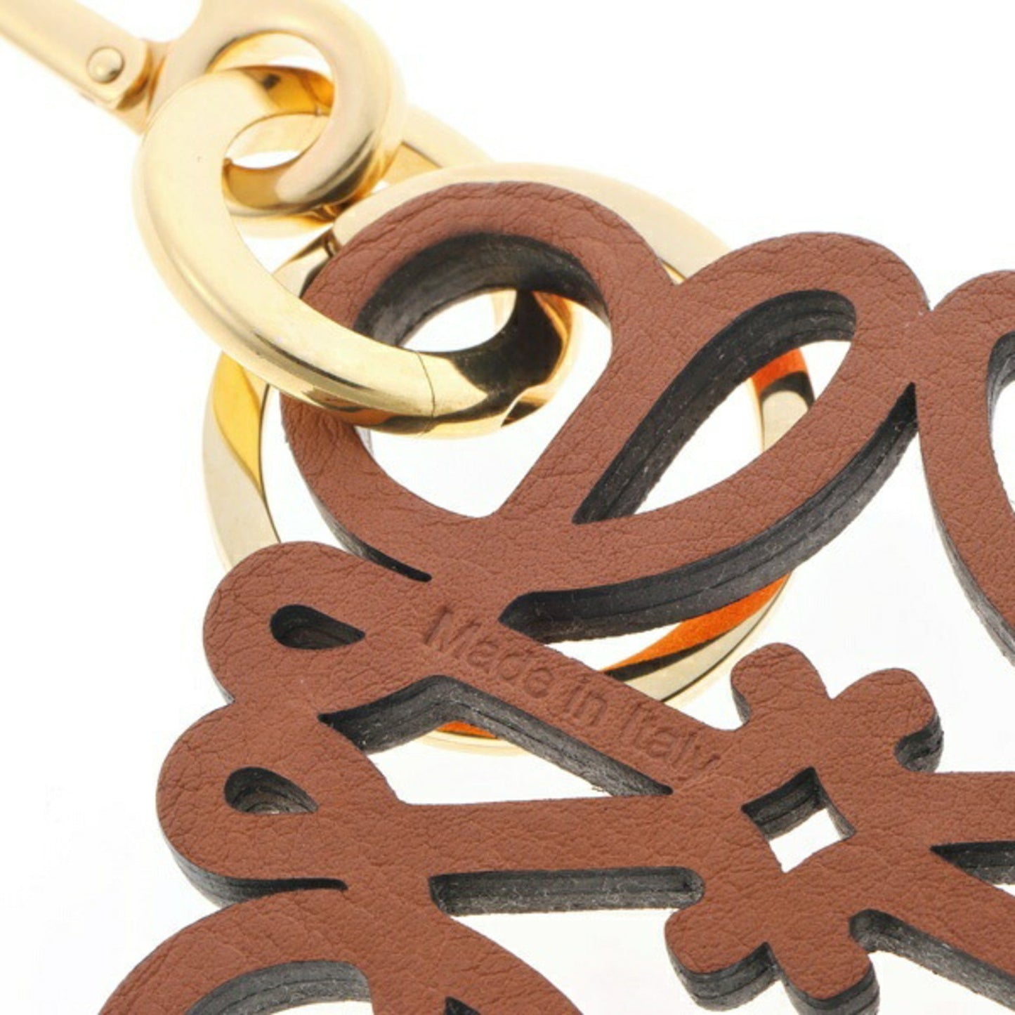 Loewe Anagram Charm Key Ring Calf Leather Orange Yellow Gradient S-158905