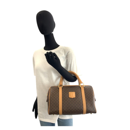 Celine Macadam Brown Gold Hardware Leather M14 Handbag Boston Bag