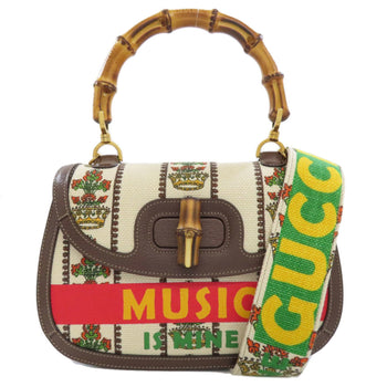 Gucci 681173 Bamboo Bag 100Th Anniversary Model Handbag Canvas
