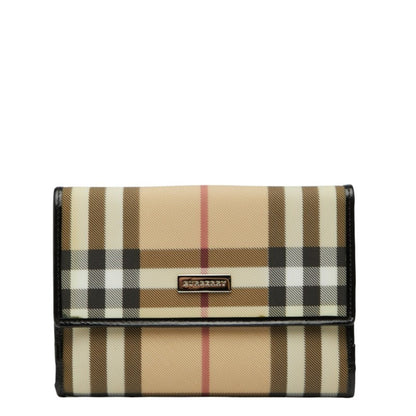 Burberry Nova Check Bifold Wallet In Beige And Black Leather