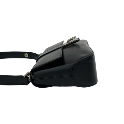Salvatore Ferragamo Gancini Hardware Leather Semi-Shoulder Bag In Black