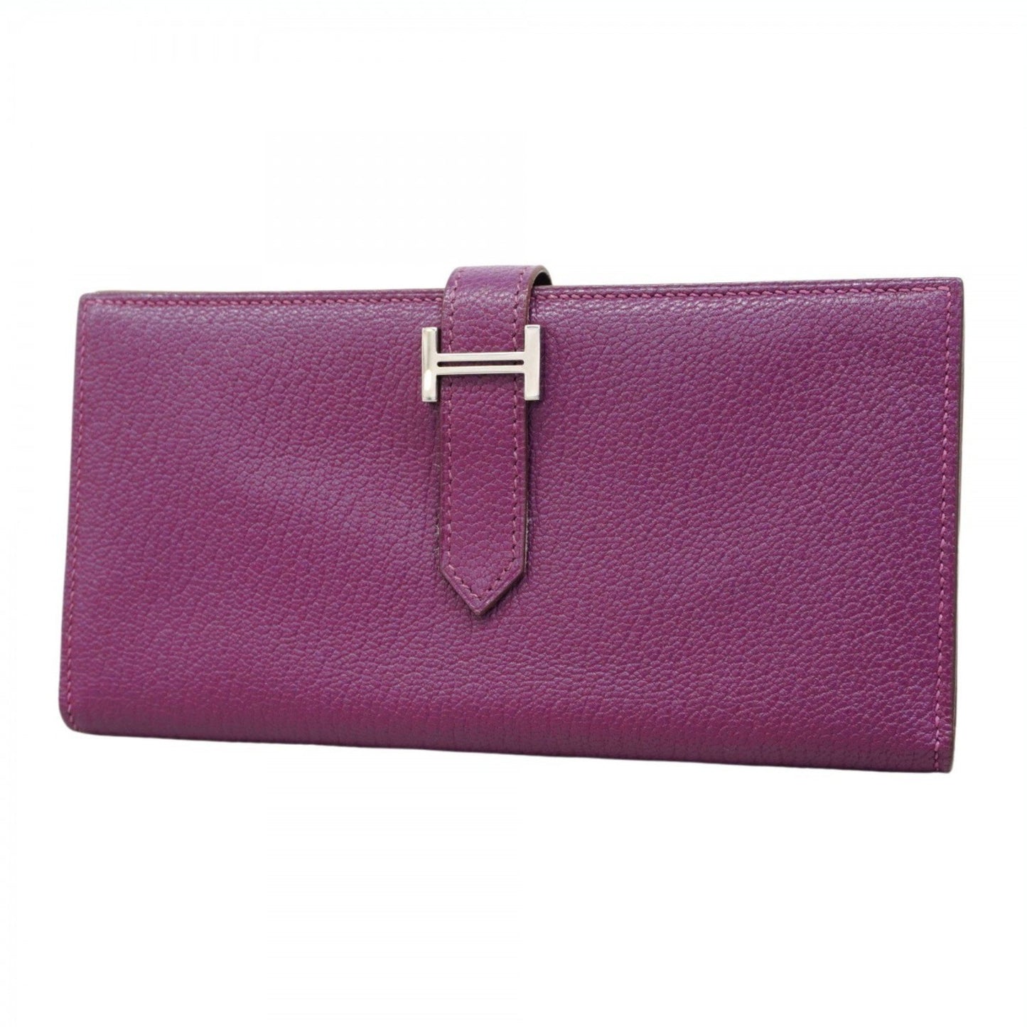 Hermes Herms Bearn Soufflet Chevre Mysore Violet Long Wallet