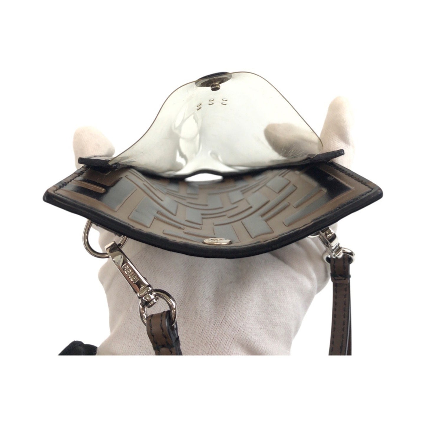 Fendi Zucca Pattern Brown Leather With Silver Hardware