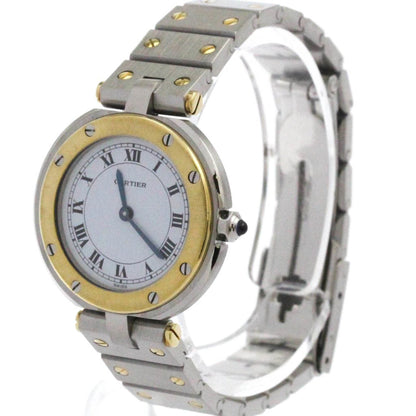 Cartier Santos Round 18K Gold Steel Quartz