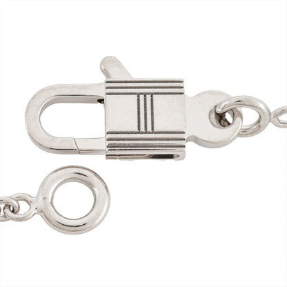 Hermes Herms Amulet Cadena Necklace 18K White Gold 9.4G Diamond